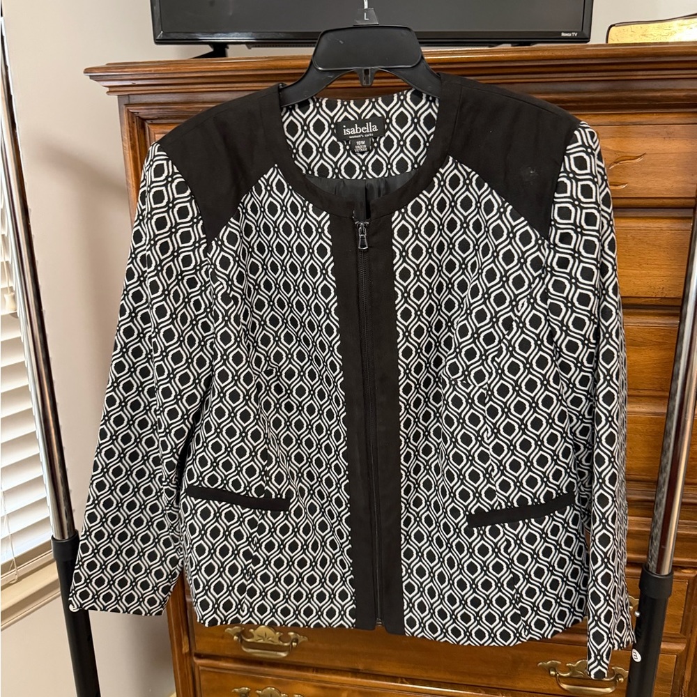 Abella Black and White Geometric Blazer